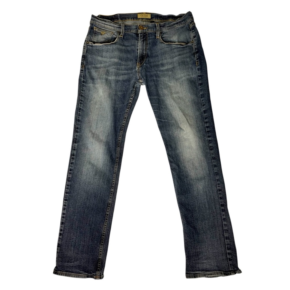 GUESS Men’s Vermont Slim Mid Wash Denim Jeans Distressed Size 36